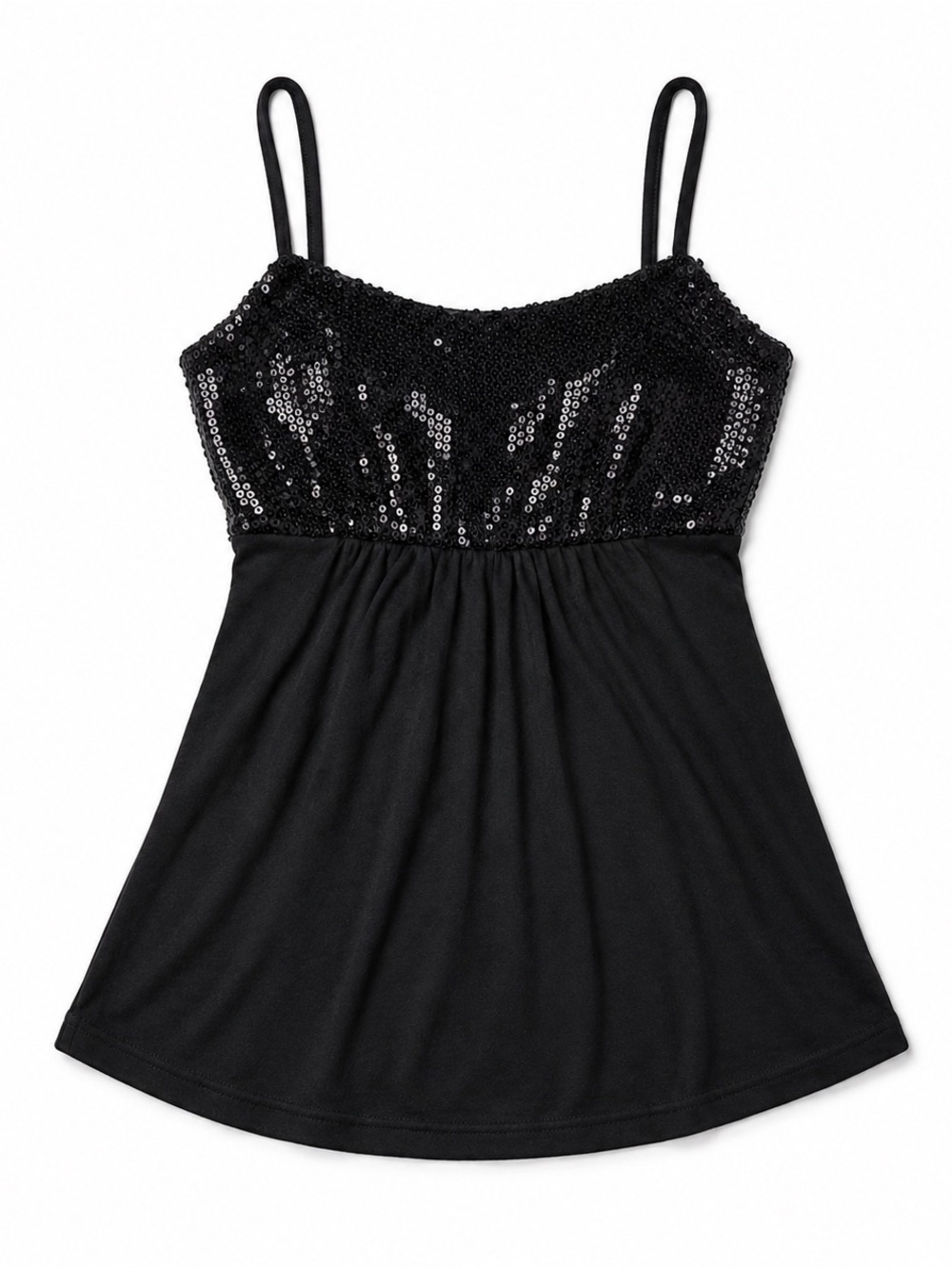 Black Sequin Bust Spaghetti Strap Tank